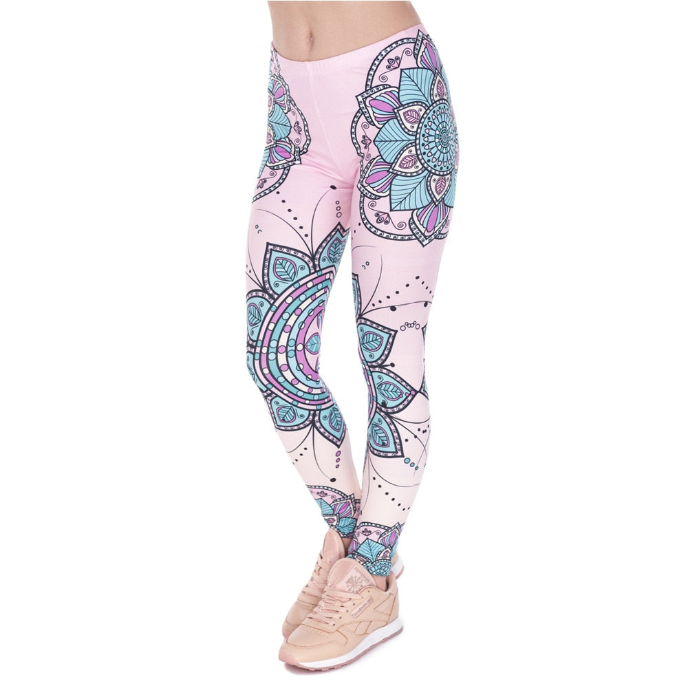 Fashion Women Legins Mandala Flower 3D Printing Legging Silm High Waist Woman Leggings