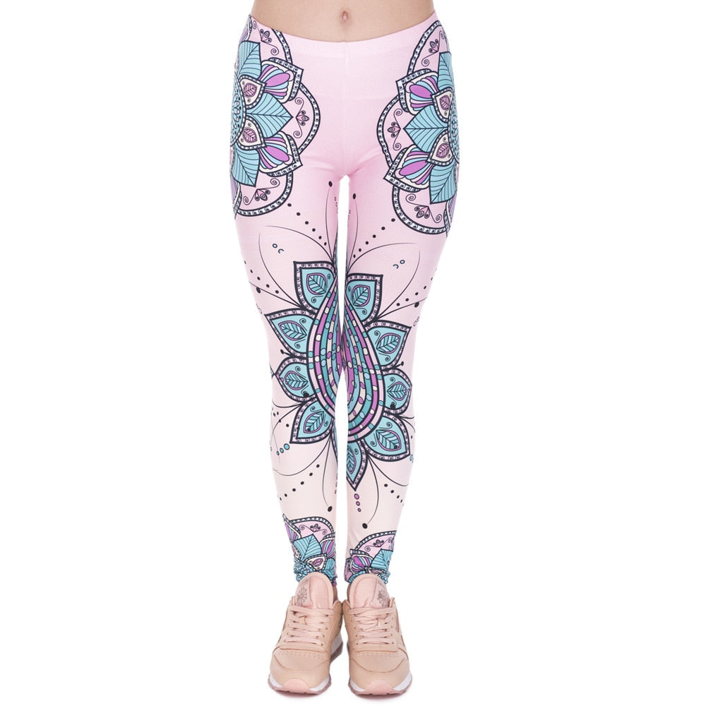 Fashion Women Legins Mandala Flower 3D Printing Legging Silm High Waist Woman Leggings