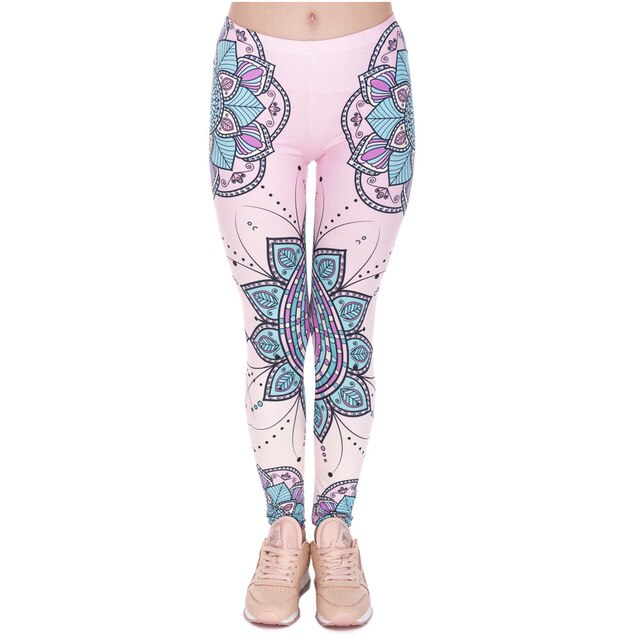 Fashion Women Legins Mandala Flower 3D Printing Legging Silm High Waist Woman Leggings