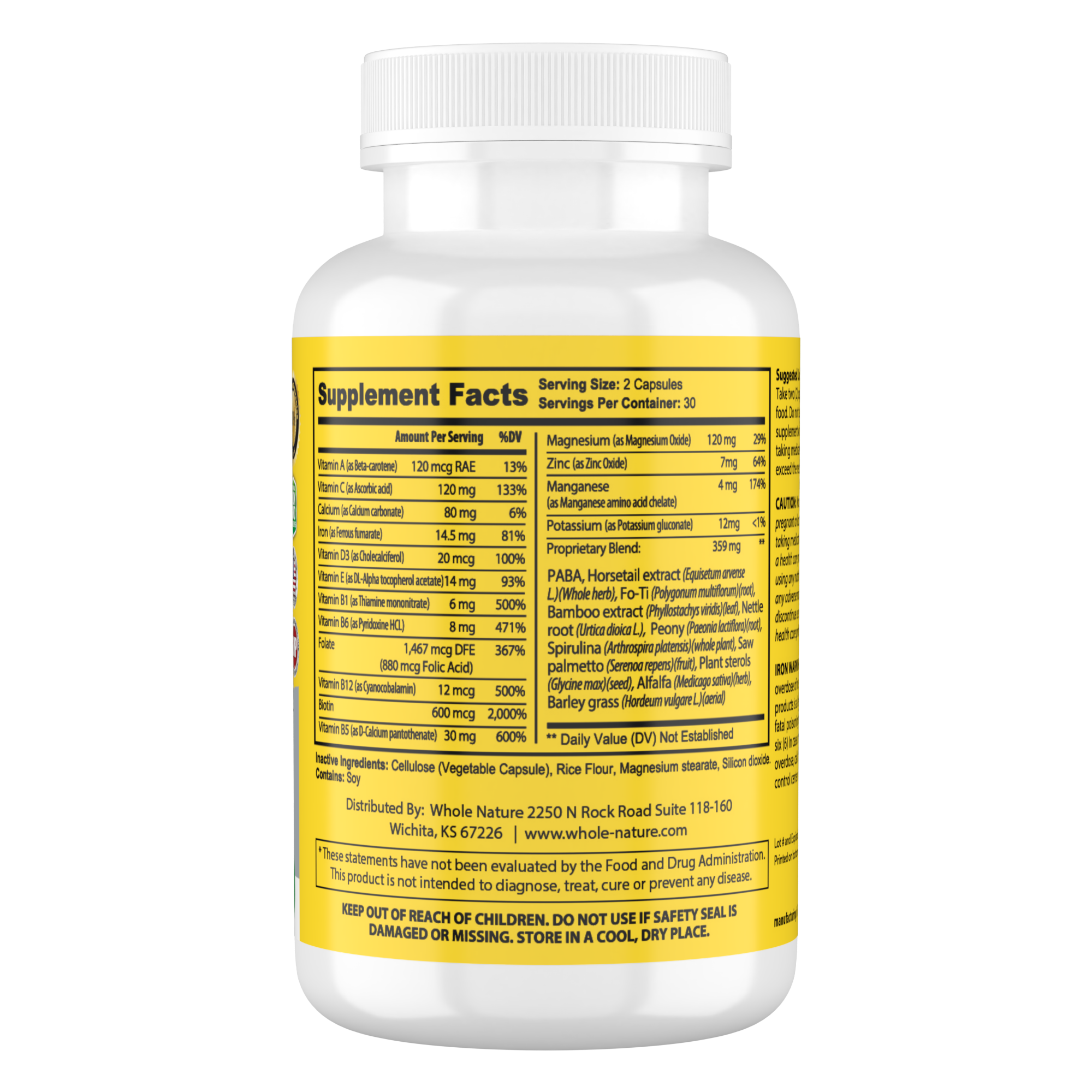 Whole Nature Hair Skin Nails Vitamins with MSM-3